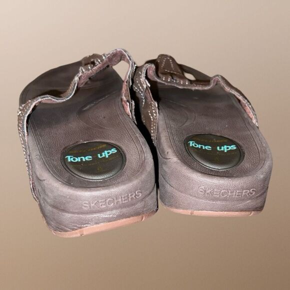 Skechers Women's Tone Up Moonrock Suede Leather Flip Flop In Brown Size 7 - Picture 3 of 6